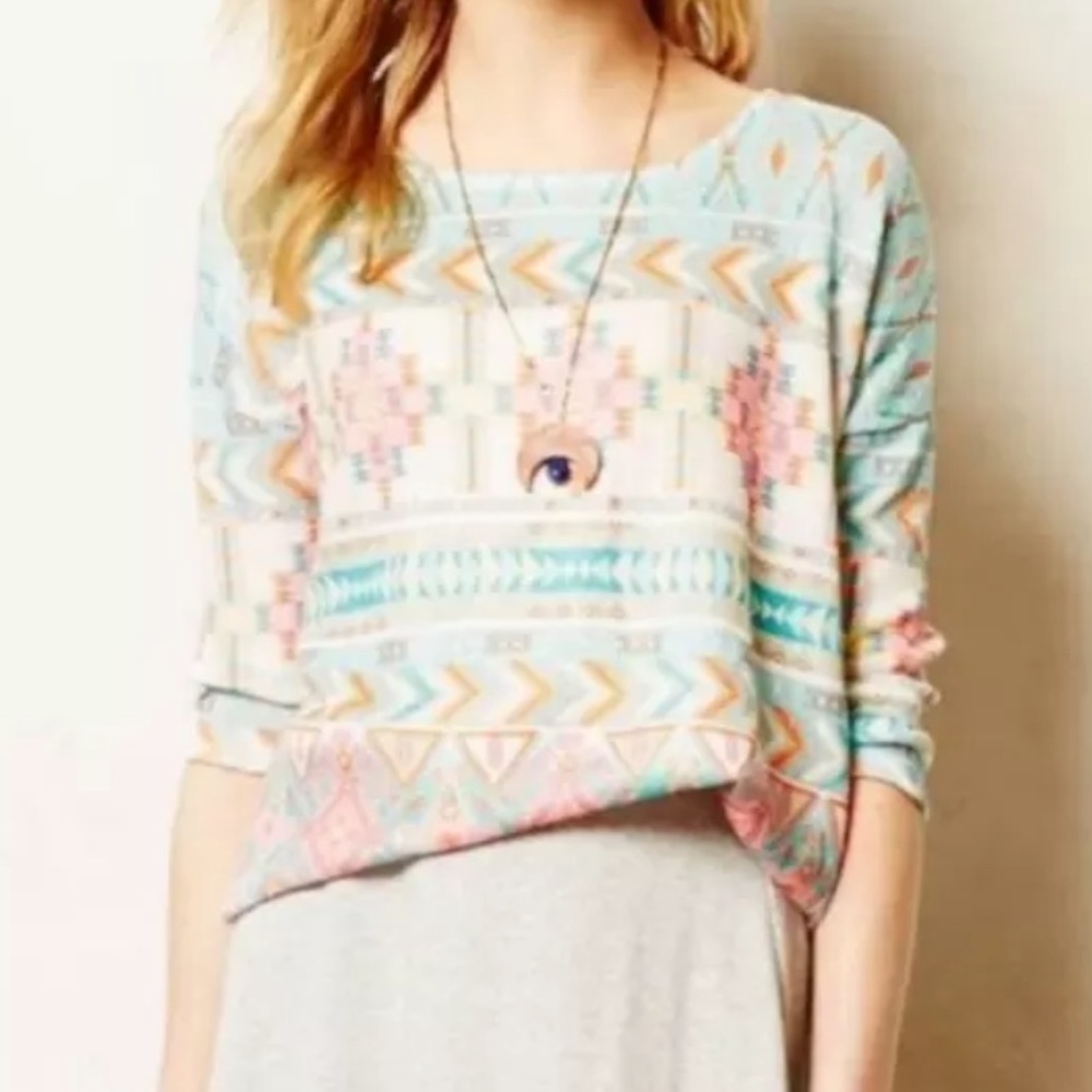 ANTHRO Morganna knit southwestern Aztec top Sz LG